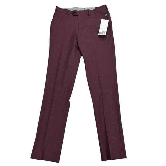 Bar III Mens Slim Fit Wool Blend Stretch Suit Pants Burgundy Red 32x34 - Picture 1 of 4